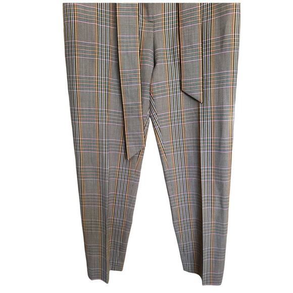Veronica Beard Clerence Pant Tweed Waist Tie Paperbag Plaid Brown Trouser Size 8 - Picture 7 of 15